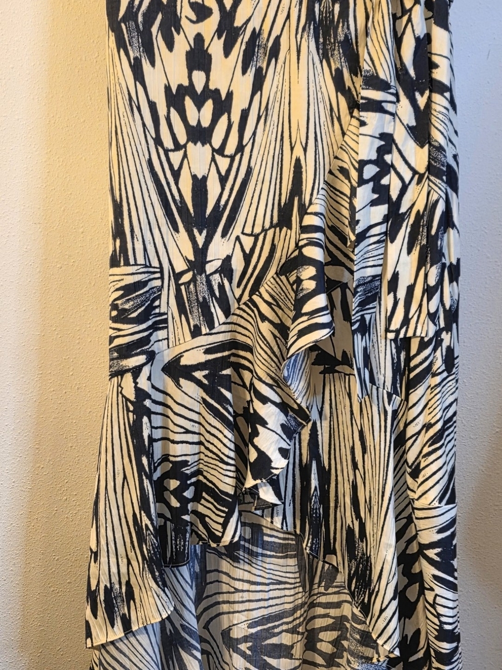 Anthropologie Black and White Ruffled High-Low Skirt